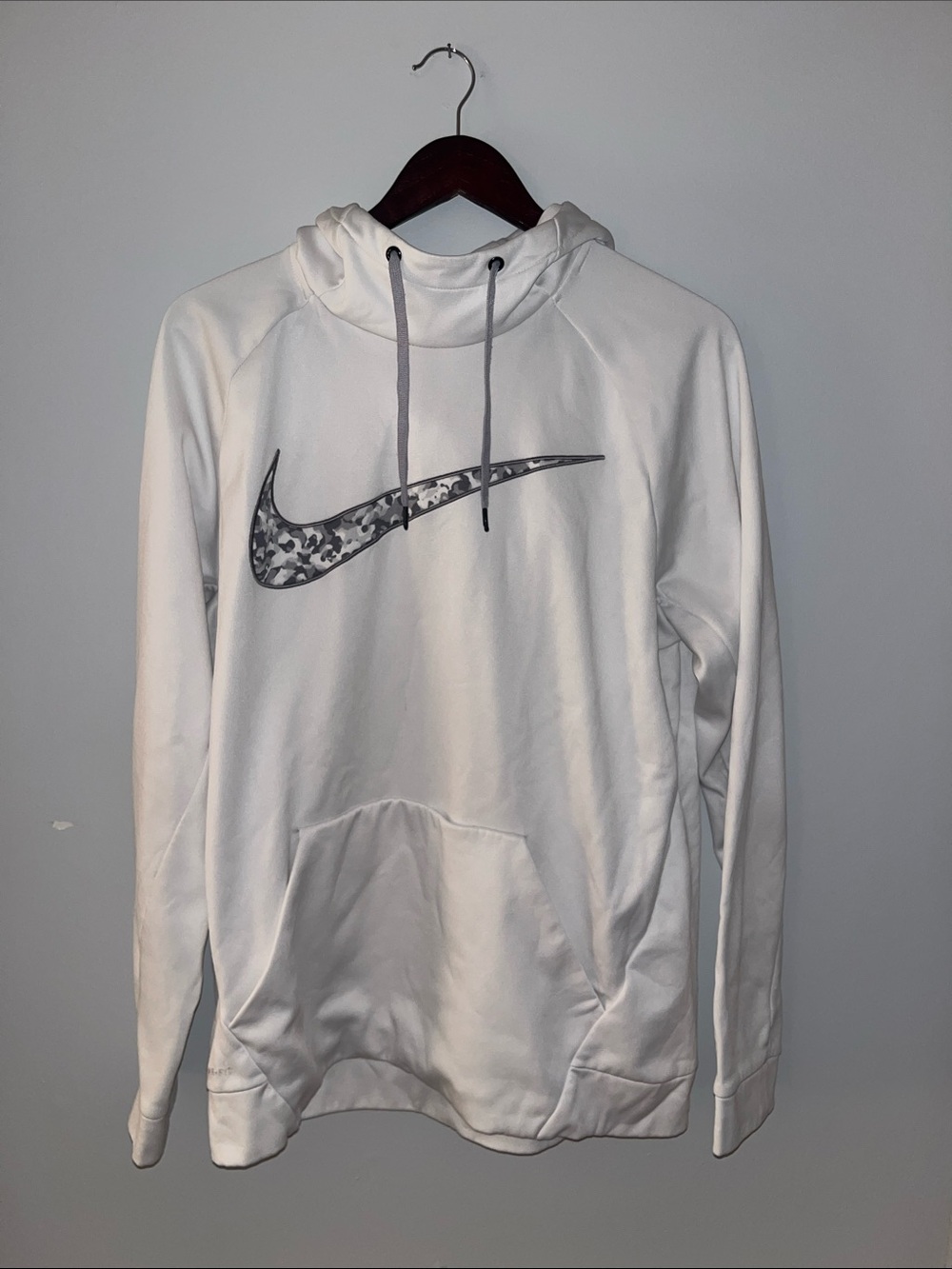 Nike White Hoodie with Grey Camo Swoosh